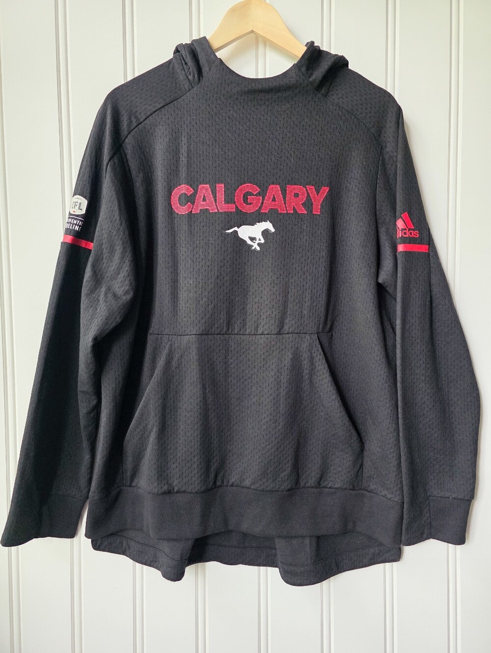 CFL Adidas Calgary Stampeders Game Mode Team Hoodie Red Black Mens XL